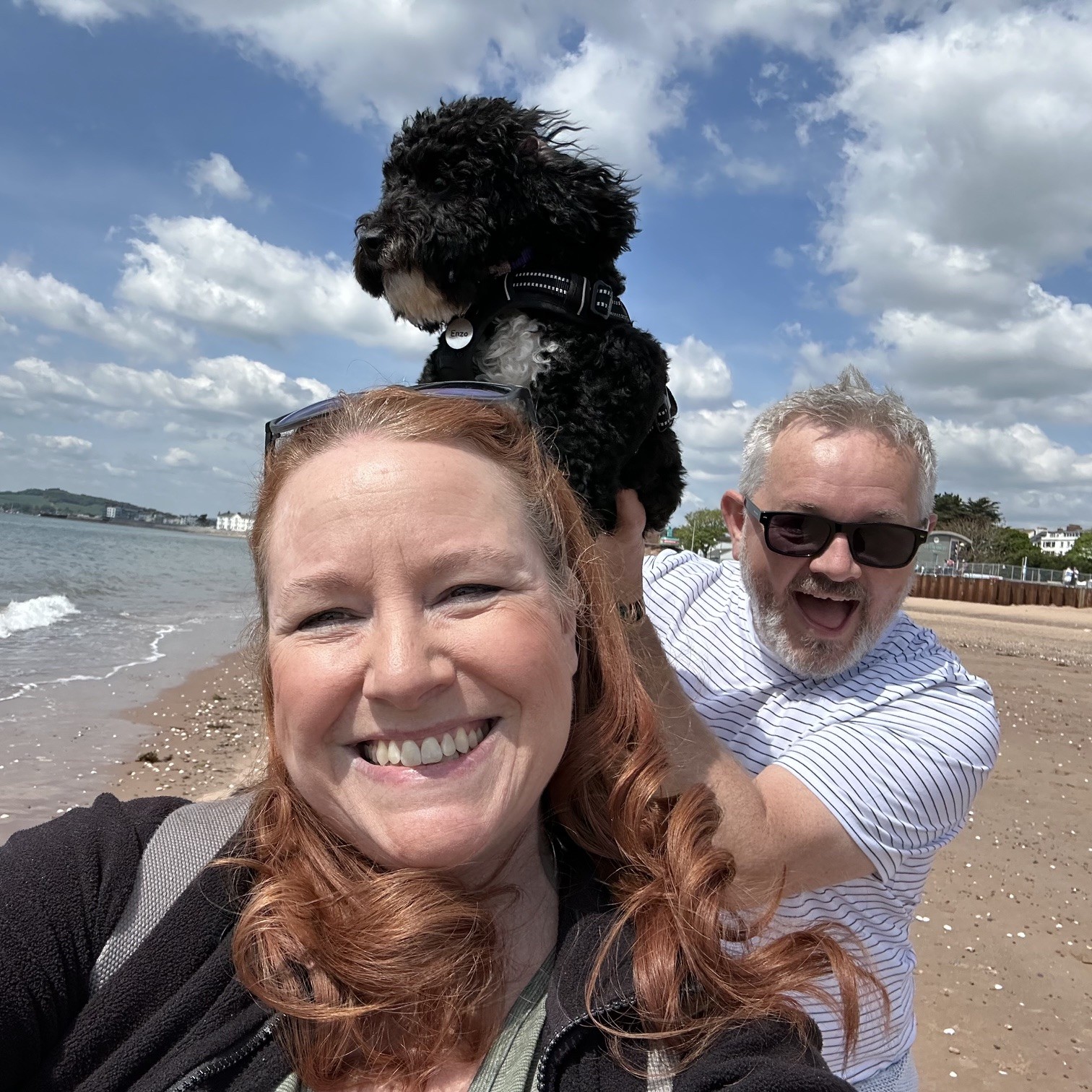 Enzo with his family on the beach