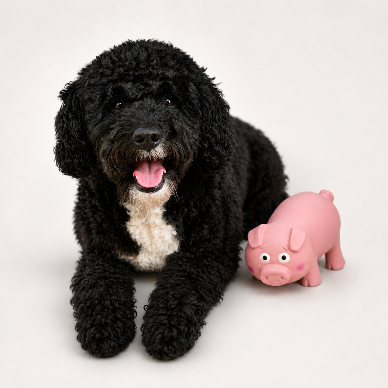 Enzo with the Petface Latex Pig dog toy